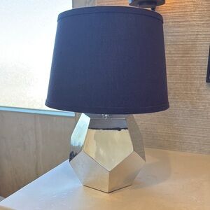 Land of Nod Geometric Silver Lamp with Black Shade!
